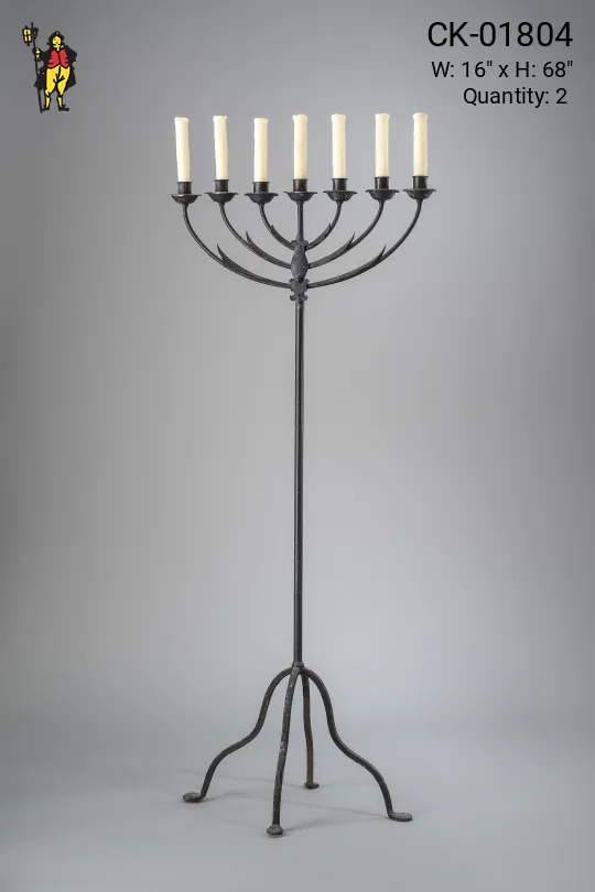 Gothic Seven Light Iron Candelabra