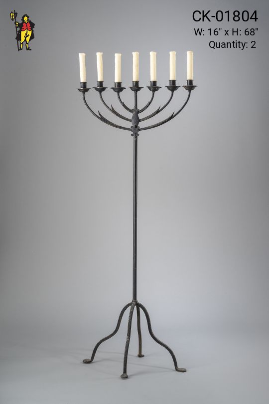 Gothic Seven Light Iron Candelabra