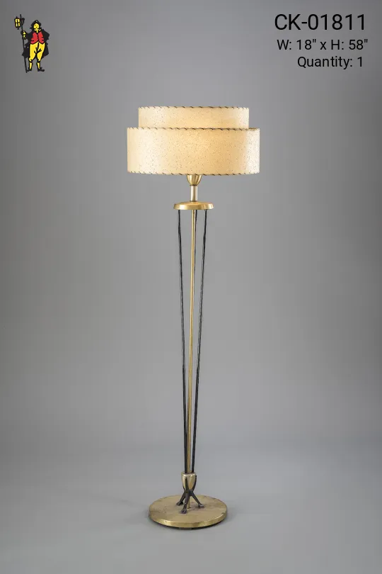 Vintage Blue & Brass Floor Lamp