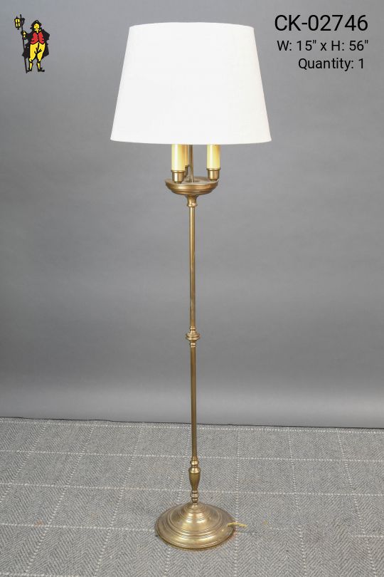 Three Candle Traditional Brass Floor Lamp