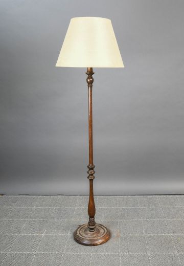 Rustic Wooden Pole Floor Lamp
