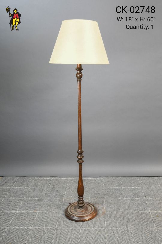 Rustic Wooden Pole Floor Lamp