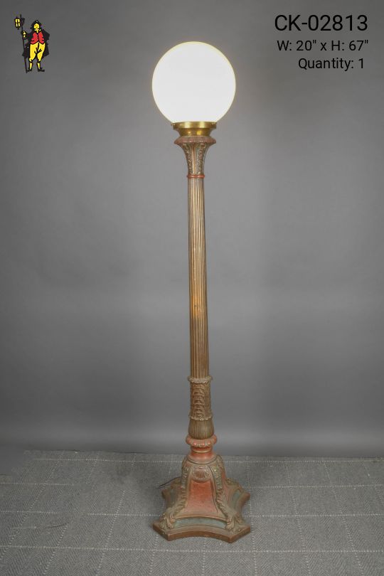Wooden Column Floor Lamp w/Globe or Torchiere Shade