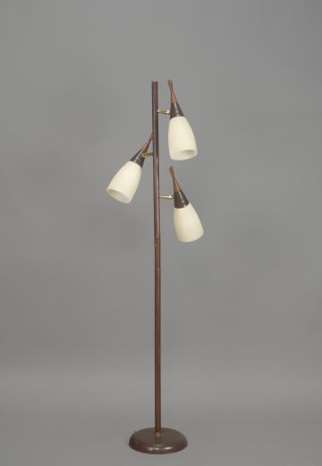 Mid-Century Bullet Reflector Floor Lamp w/Brown Base