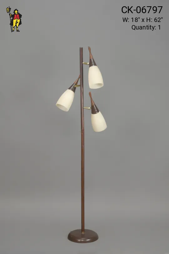 Mid-Century Bullet Reflector Floor Lamp w/Brown Base