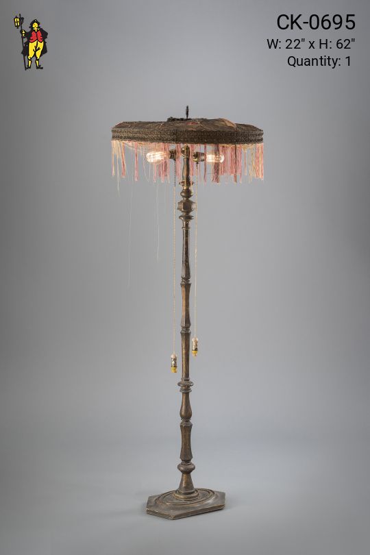 Funky Wooden Two Light Floor Lamp