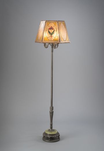 Antique Brass Floor Lamp With Mica Shade