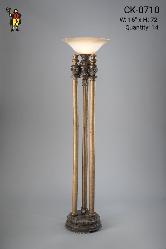 Gothic Brass & Bronze Tripod Torchiere