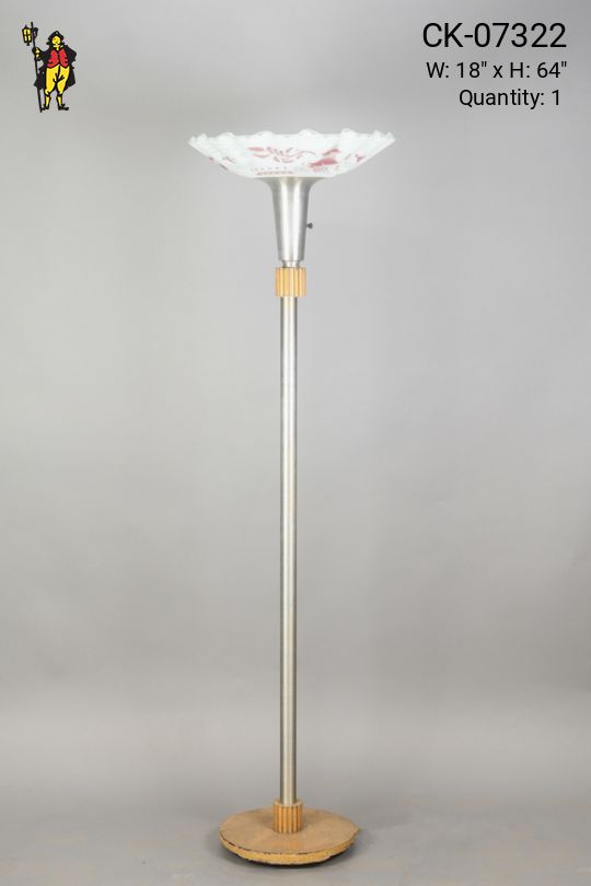 Nickel & Wood Finished Torchiere