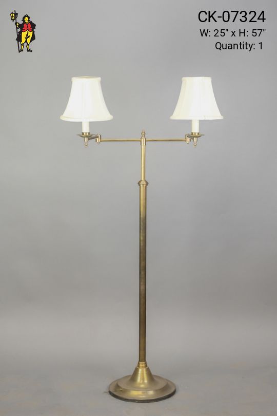 Adjustable Two Candle Brass Floor Lamp