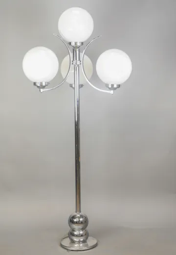 Four Globe Mid Century Polished Nickel Floor Lamp