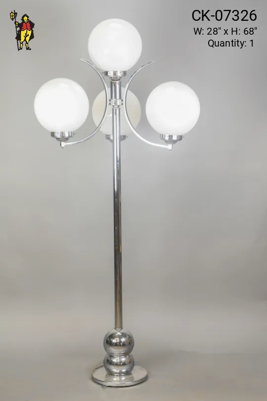 Four Globe Mid Century Polished Nickel Floor Lamp