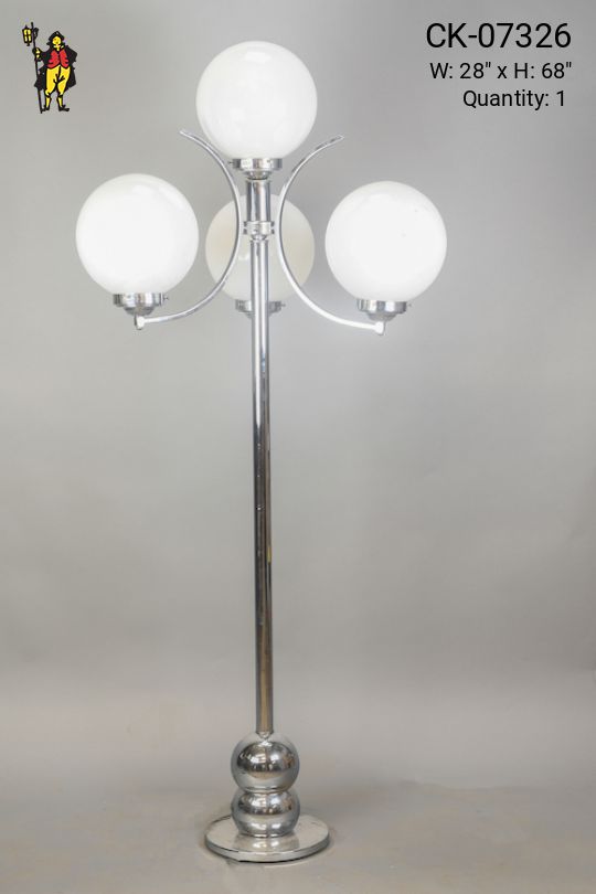 Four Globe Mid Century Polished Nickel Floor Lamp