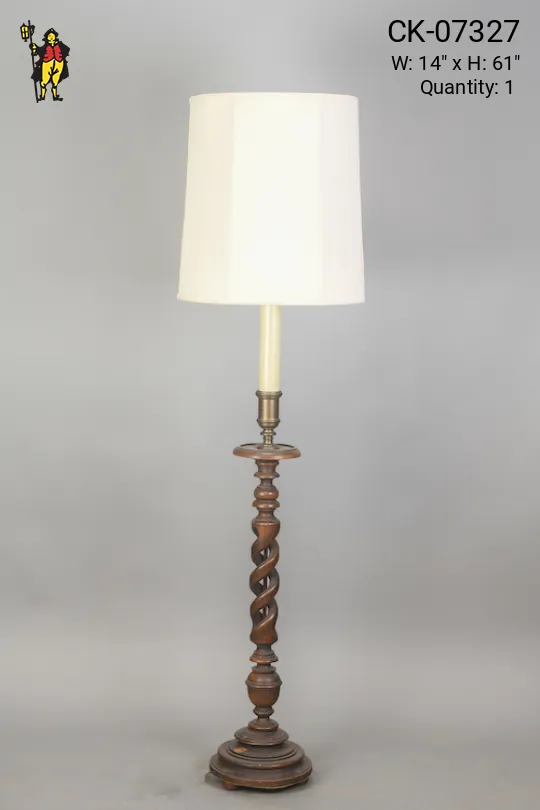 Wooden Single Candle Floor Lamp