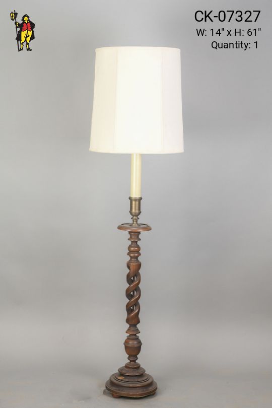 Wooden Single Candle Floor Lamp