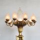 Large Brass Floor Lamp w/Flame Glass Shades #1
