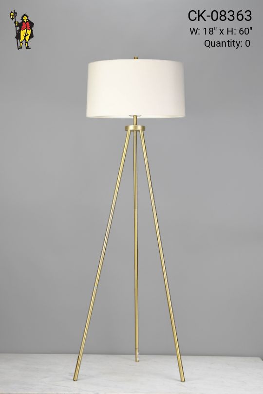Contemporary Brass Tripod Floor Lamp