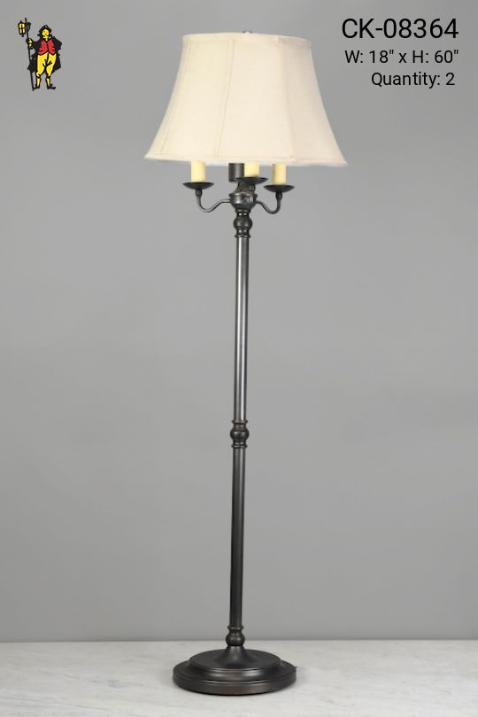 Black Pole Three Candle Floor Lamp
