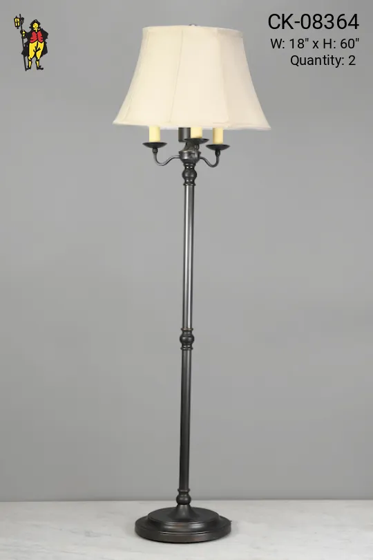Black Pole Three Candle Floor Lamp