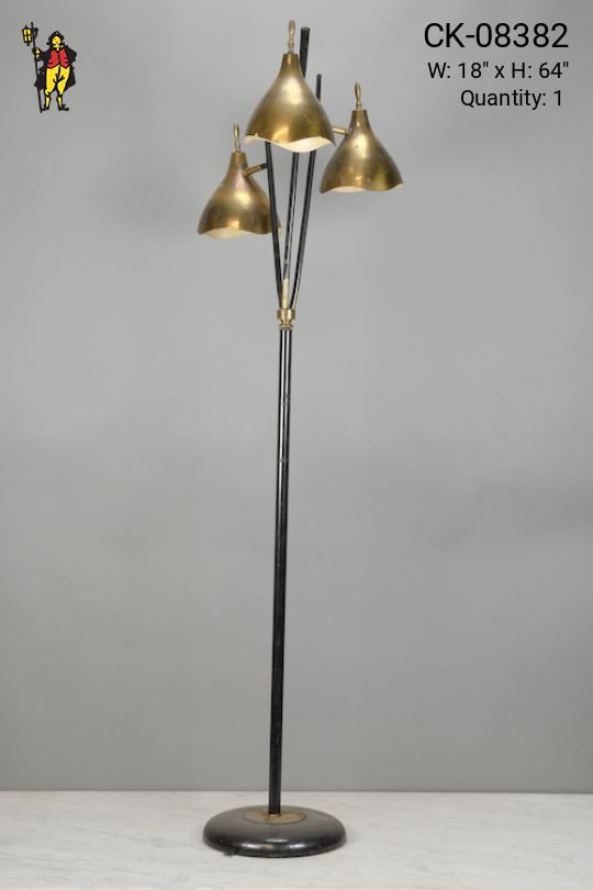 Brass Three Light Floor Lamp