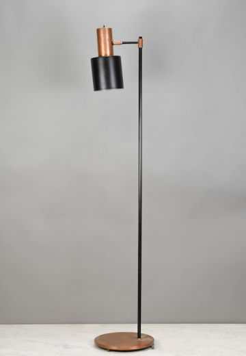 Adjustable Black & Wood Floor Lamp