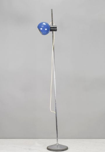 Blue Metal Shaded Adjustable Sliding Floor Lamp