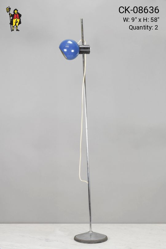 Blue Metal Shaded Adjustable Sliding Floor Lamp