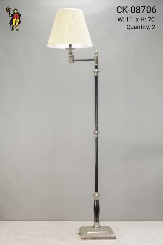 Adjustable Black & Silver Floor Lamp
