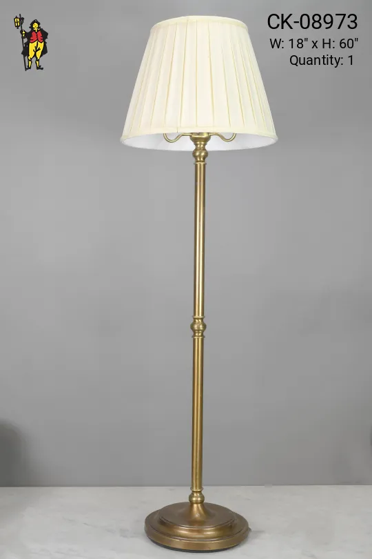 Three Light Brass Pole Floor Lamp