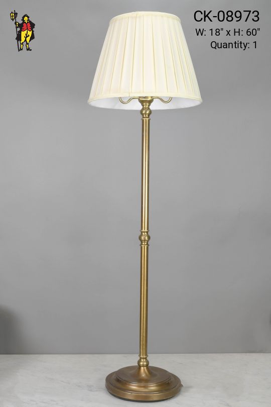 Three Light Brass Pole Floor Lamp