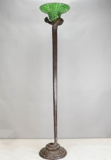 Bronze Art Nouveau Snake Floor Lamp