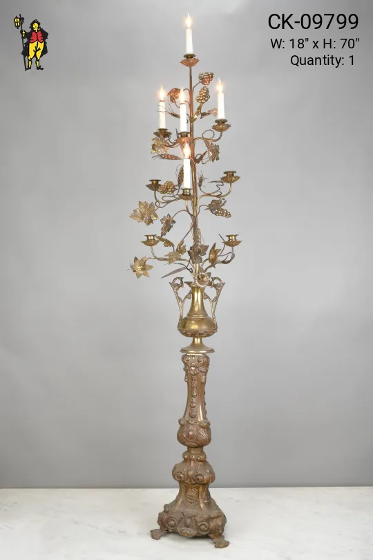 Five Candle Floral Standing Cadelabra