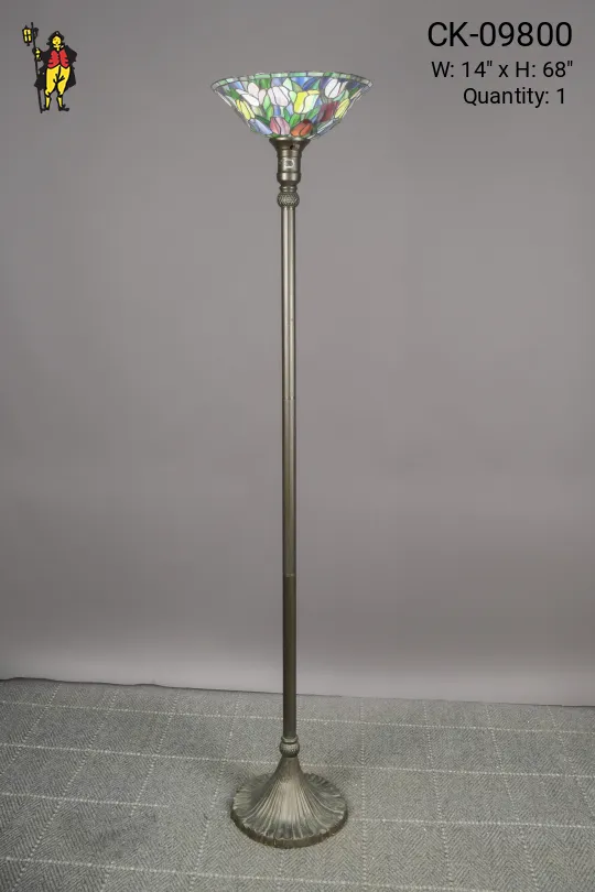 Floral Art Glass Torchiere