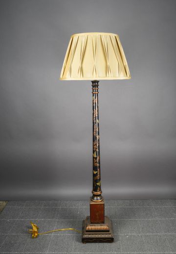 Black Floral Painted Floor Lamp