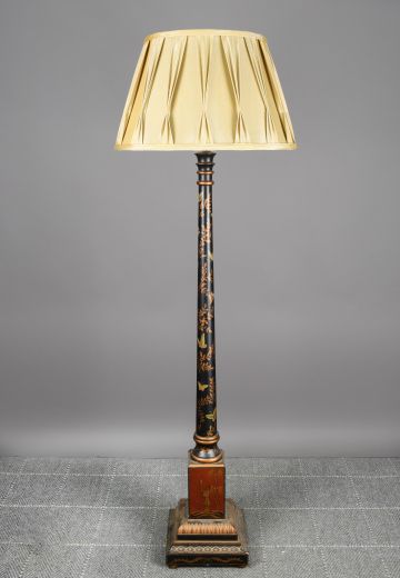 Black Floral Painted Floor Lamp