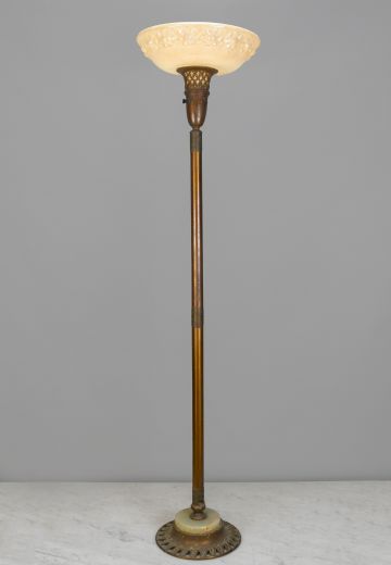 Brass Torchiere w/Marble Base