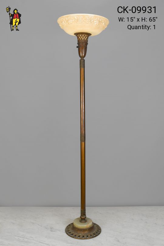 Brass Torchiere w/Marble Base