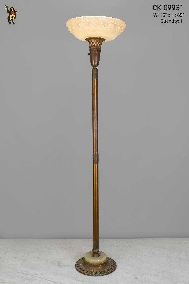 Vintage brass torchiere floor lamp top