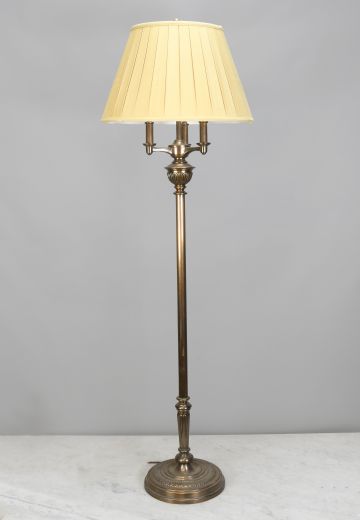 Three Candle Antique Brass Floor Lamp
