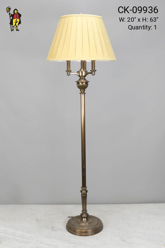 Three Candle Antique Brass Floor Lamp