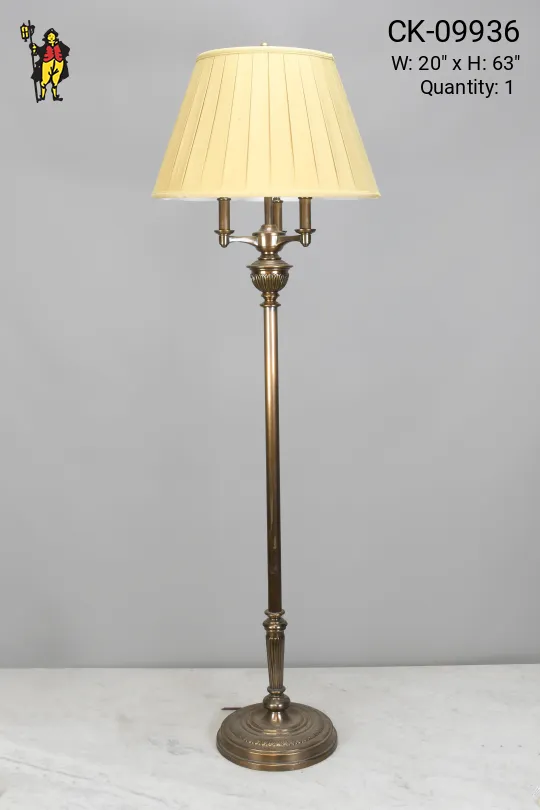 Three Candle Antique Brass Floor Lamp