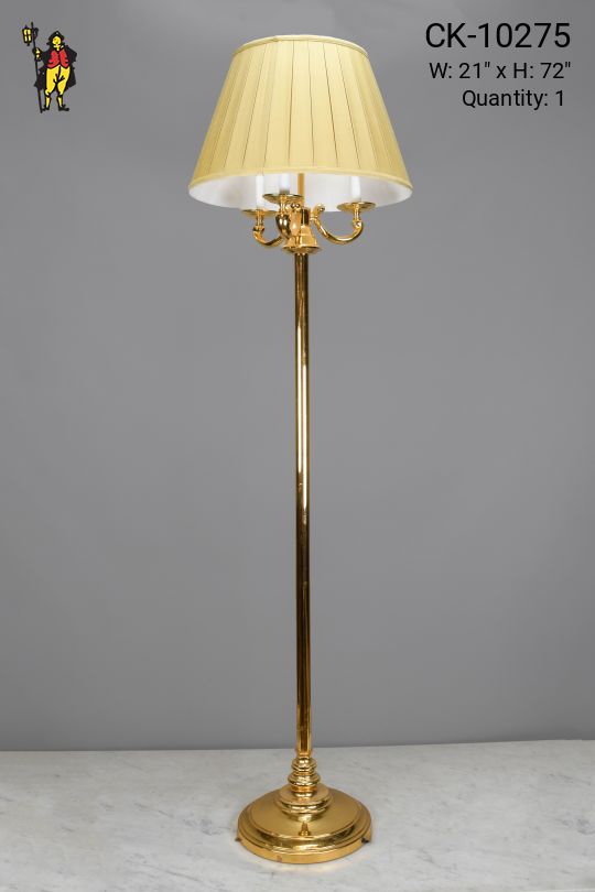 Polished Brass Three Candle Floor Lamp