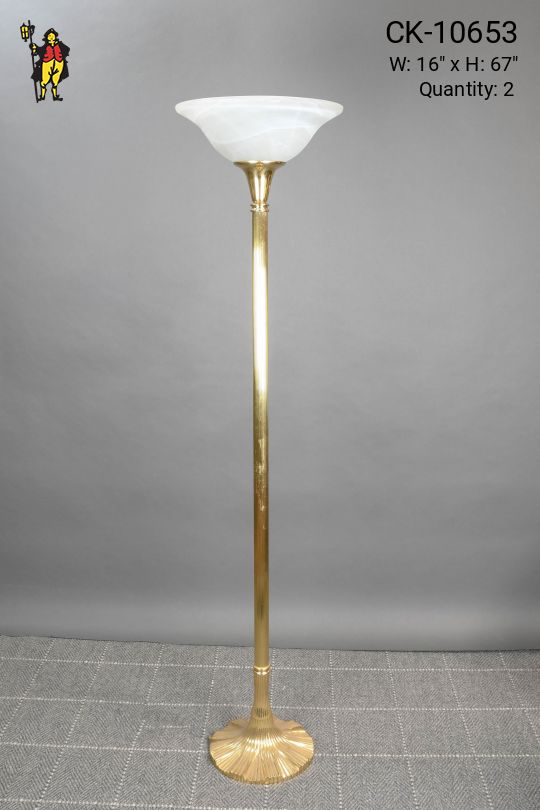Polished Brass Deco Torchiere