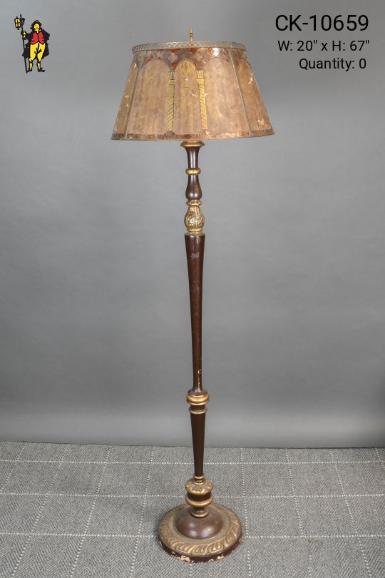 Wooden Deco Floor Lamp w/Mica Shade