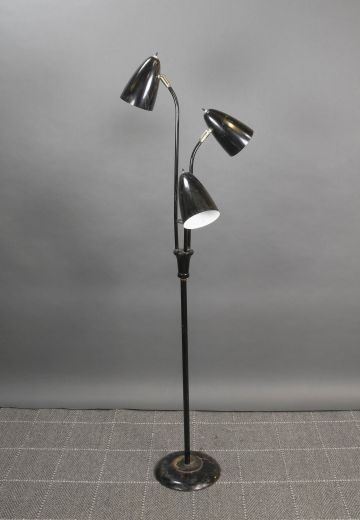 Black Three Light Bullet Reflector Floor Lamp