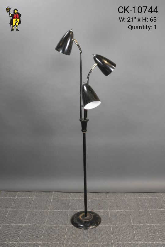 Black Three Light Bullet Reflector Floor Lamp