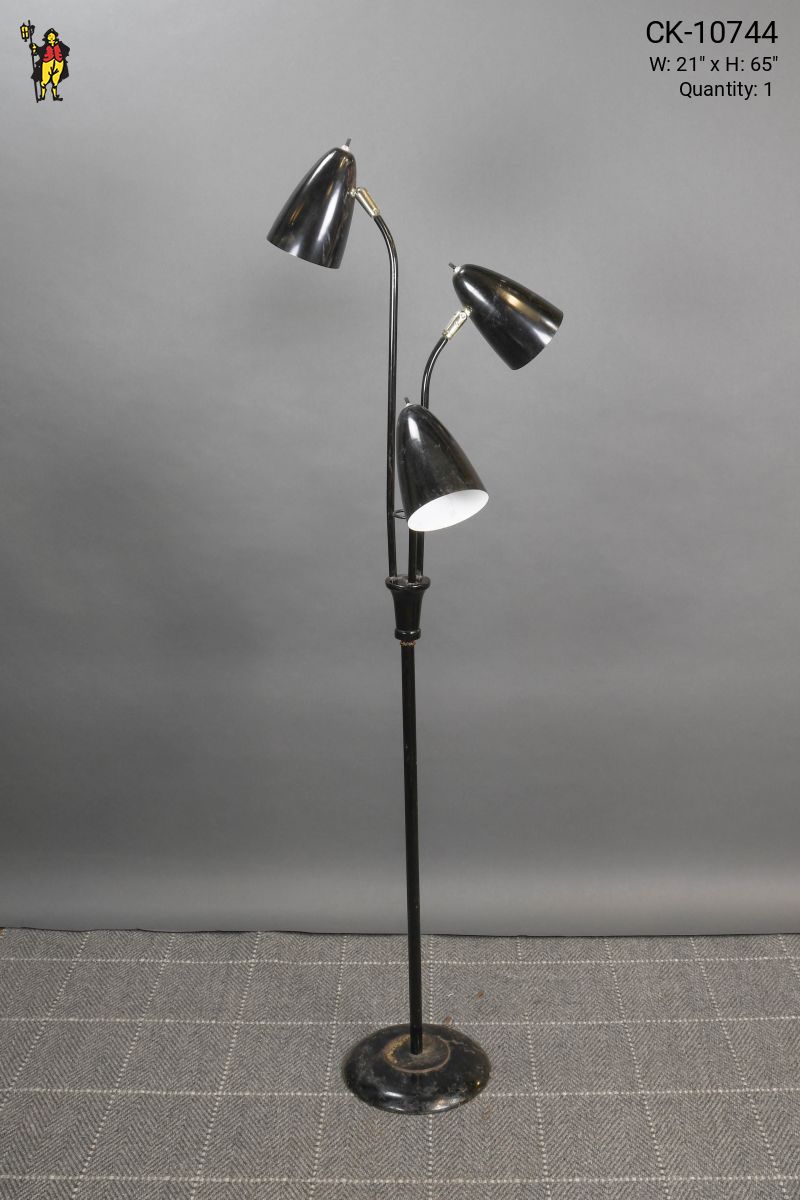 Black Three Light Bullet Reflector Floor Lamp | Floor Lamps Black Three Light Bullet Reflector Floor Lamp | Floor Lamps