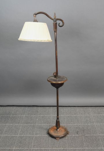 Footed Floor Lamp w/Small /Round Wooden Table