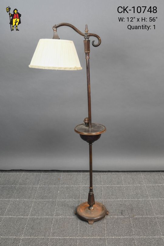 Footed Floor Lamp w/Small /Round Wooden Table