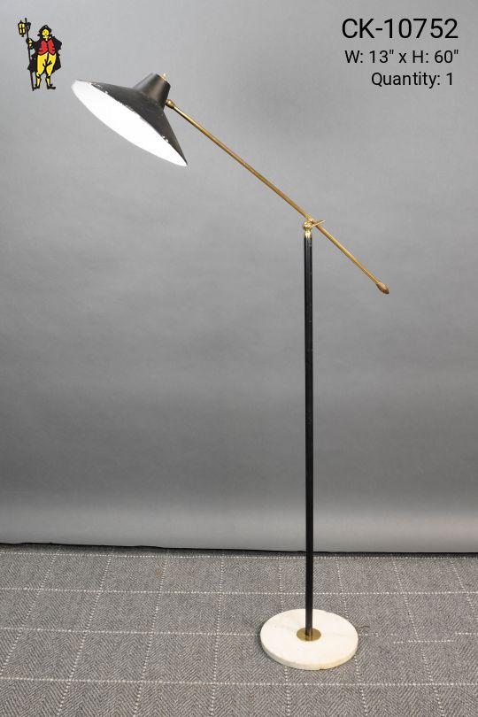 Black & Brass Mid Century Modern Adjustable Reading Floor Lamp